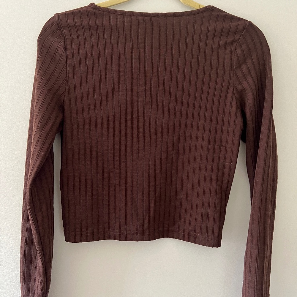 Brown Ribbed Cardigan! - Picture 2 of 4